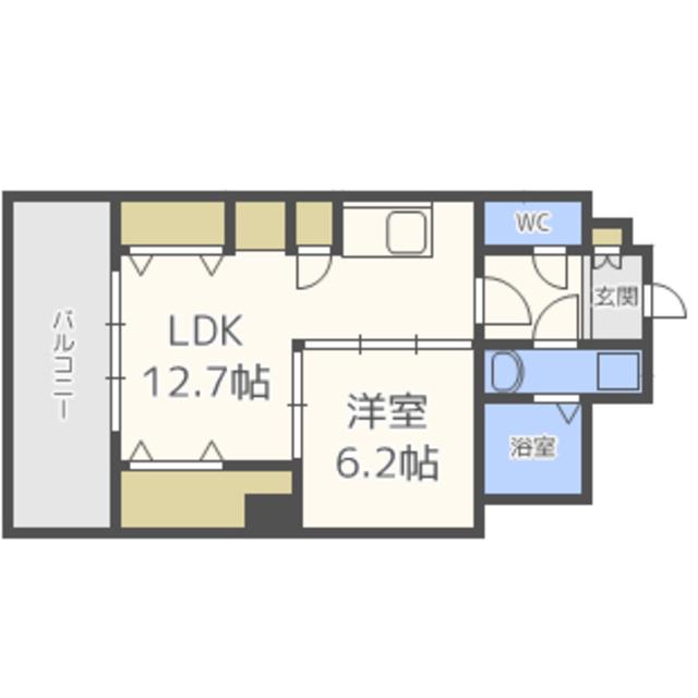 レジデンスカープ博多(1LDK/4階)の間取り写真