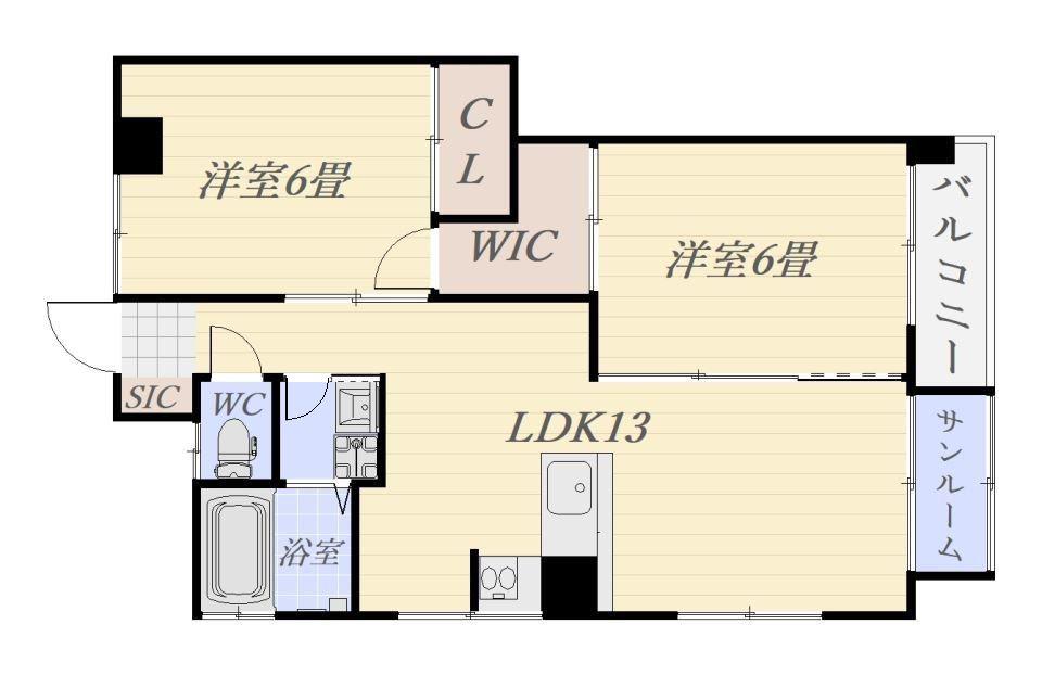 福崎ビル(2LDK/2階)の間取り写真