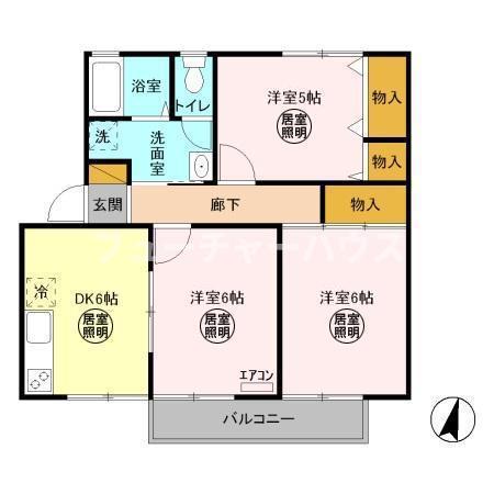 コーポ冨田II(3DK/2階)の間取り写真