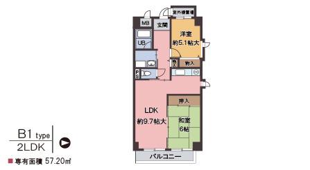 ラフィーネ武庫之荘(2LDK/3階)の間取り写真