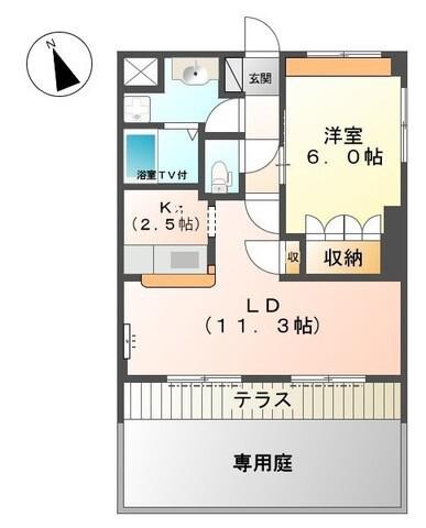 わかやま電鉄貴志川線 日前宮駅 徒歩27分 2階建 築18年(1LDK/1階)の間取り写真
