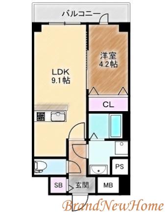 メゾン材木町(1LDK/3階)の間取り写真