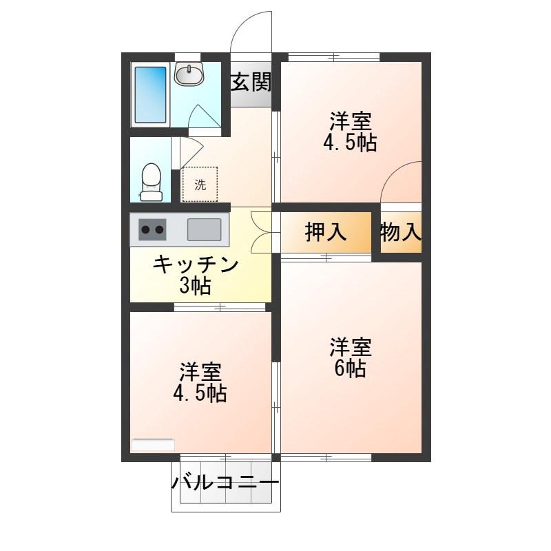 メナー佐野 C(3K/2階)の間取り写真