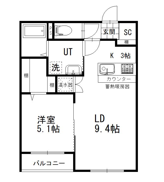 フレバンス(1LDK/2階)の間取り写真