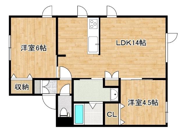SUNNY イースト(2LDK/2階)の間取り写真