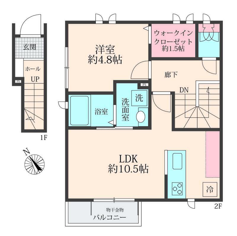 HOUSE千歳船橋(1LDK/2階)の間取り写真