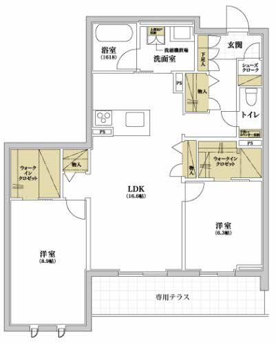 PROGRESS沖浜(2LDK/2階)の間取り写真