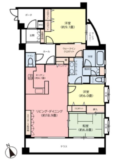 パンテオン久我山(3LDK/2階)の間取り写真