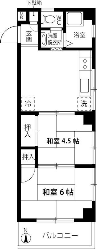 常盤台セイワハイム(2DK/3階)の間取り写真
