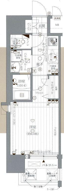 レジュールアッシュ大阪城北(1K/11階)の間取り写真