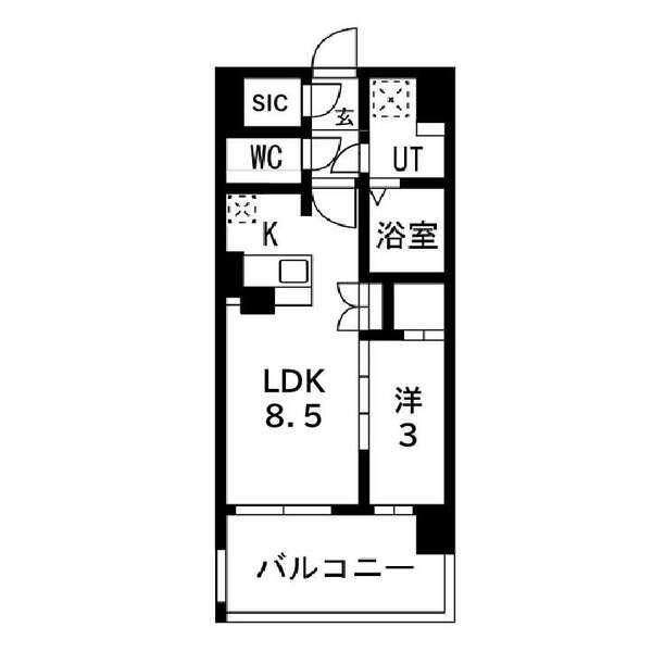 アーバンパーク御幣島(1LDK/10階)の間取り写真