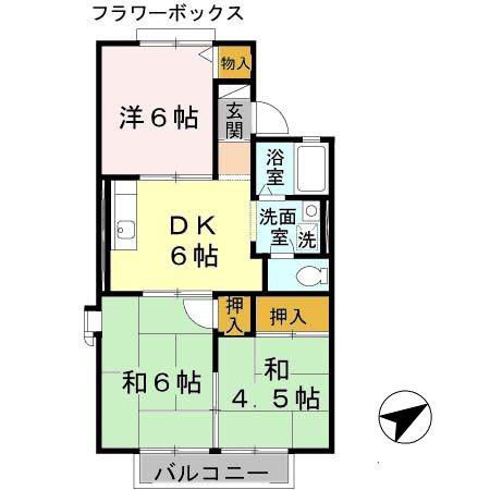 メゾン楠見中A棟(3DK/2階)の間取り写真