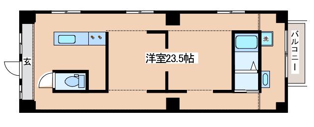 ベルトゥリー水木通(ワンルーム/3階)の間取り写真