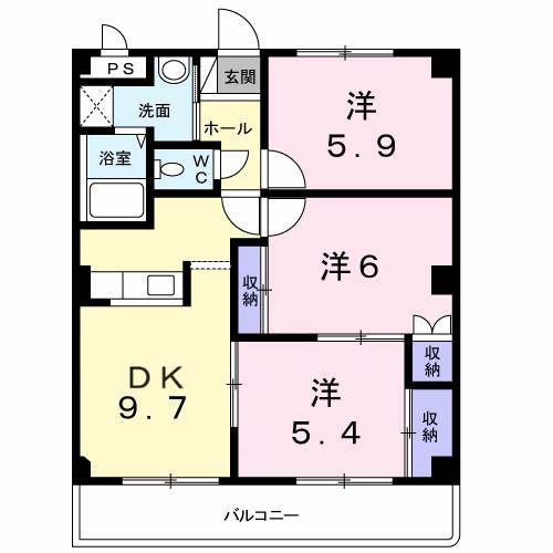 エランドール清水(3DK/1階)の間取り写真
