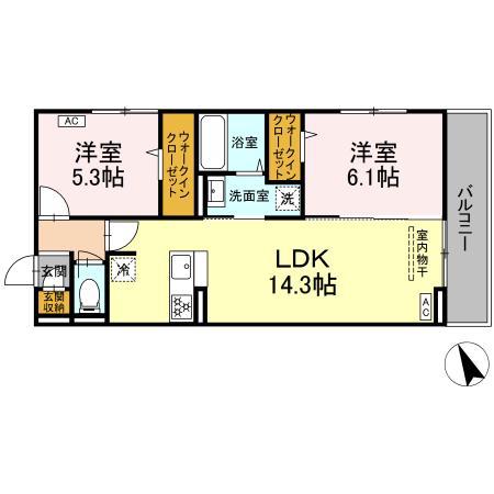 D-ROOM YN(2LDK/3階)の間取り写真