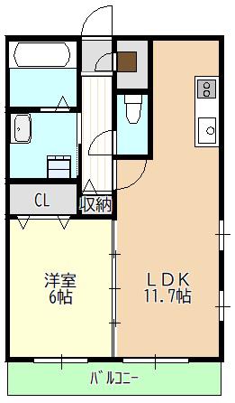 ハピネス光II(1LDK/1階)の間取り写真