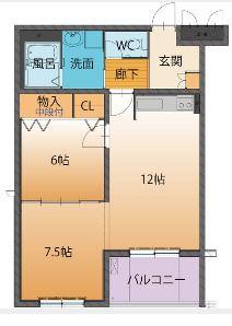 ベーシックマンションII(2LDK/3階)の間取り写真