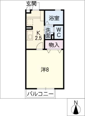 メゾンモンテソレイユ B棟(1K/1階)の間取り写真
