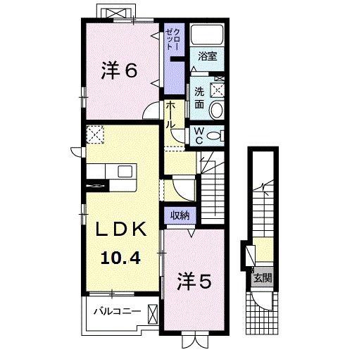 エバーローレル(2LDK/2階)の間取り写真