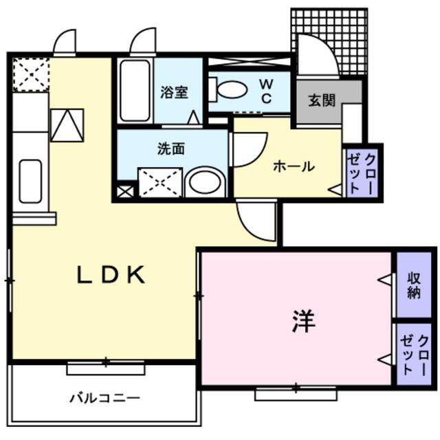 ショコラII(1LDK/1階)の間取り写真