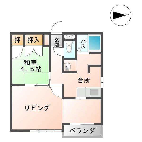 串東ハイツタウン3号棟(1LDK/2階)の間取り写真