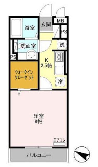 シャルマンS(1K/1階)の間取り写真