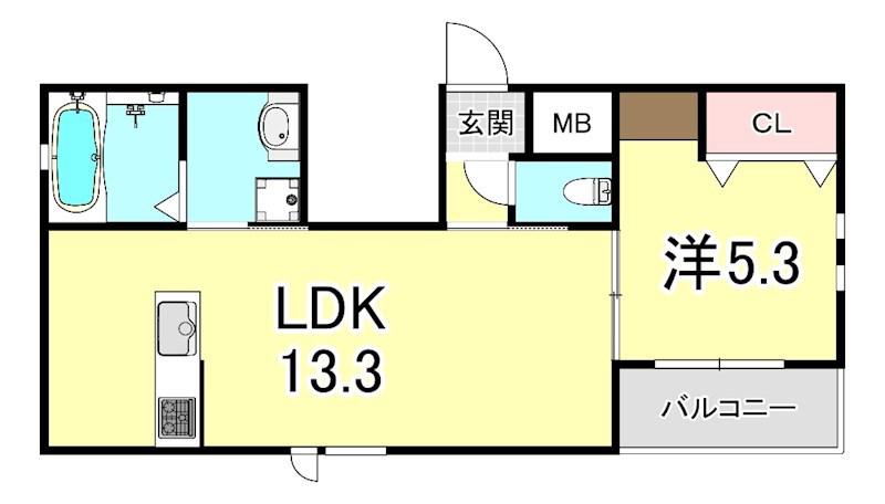 HEBEL MAISON ル・シエル六甲(1LDK/1階)の間取り写真