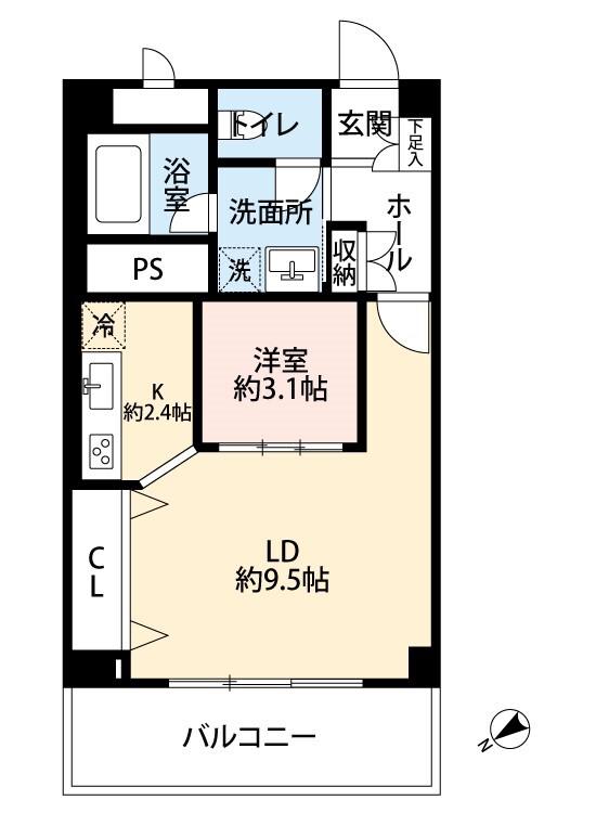 秀和恵比寿レジデンス(1LDK/6階)の間取り写真