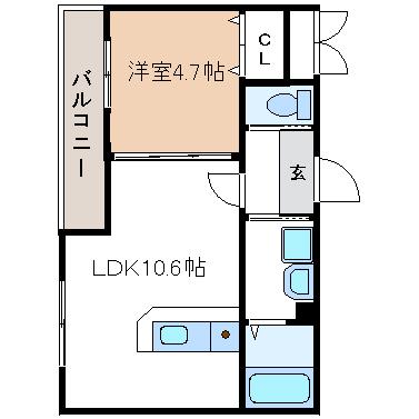 チェリーヒルズ(1LDK/3階)の間取り写真