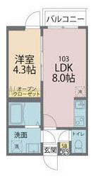 カインドネス八王子元本郷(1LDK/1階)の間取り写真