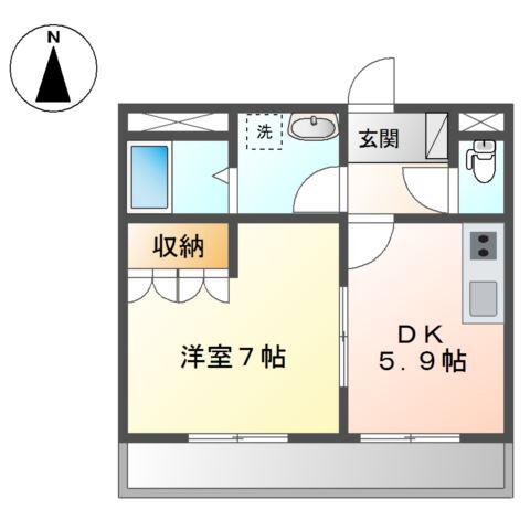 サクセス(1DK/2階)の間取り写真