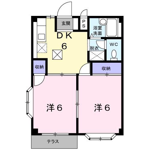 エルディムサン(2DK/1階)の間取り写真