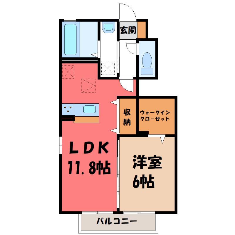 ラ・ピーノⅣ(1LDK/1階)の間取り写真
