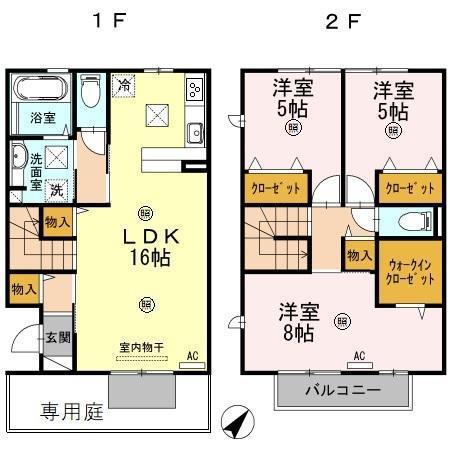 はぴねす一の坂川(3LDK/1階)の間取り写真