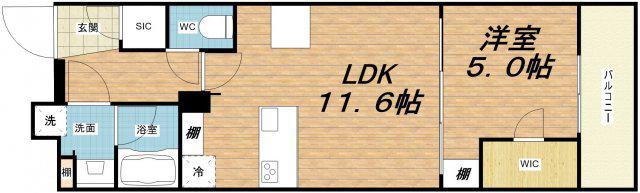 アーバネックス梅田中崎町(1LDK/6階)の間取り写真