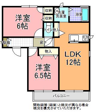 メリー・ベアーズC(2LDK/2階)の間取り写真