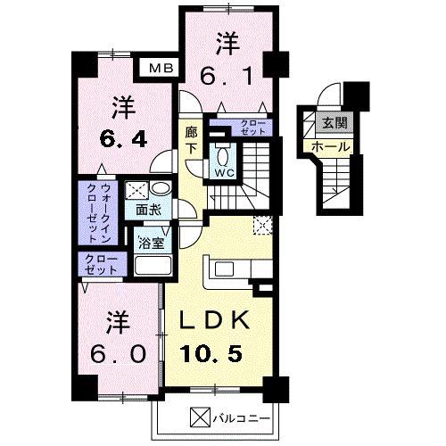 ECRU(3LDK/3階)の間取り写真