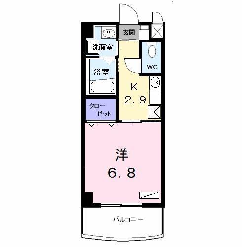 プラシード幸(1K/2階)の間取り写真