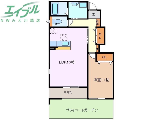 ディア・ローレライ(1LDK/1階)の間取り写真
