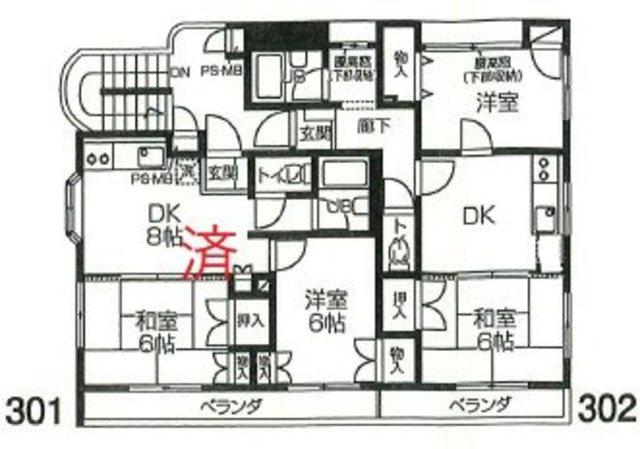 メゾンド中神(2DK/3階)の間取り写真