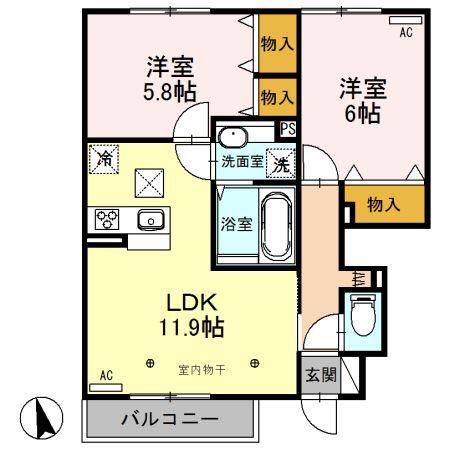レジデンス・ヴェリータ(2LDK/1階)の間取り写真