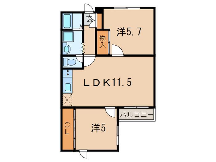 NS FLAT(2LDK/1階)の間取り写真