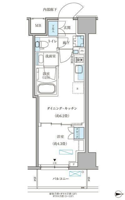 パークアクシス住吉ガーデンスクエア(1DK/6階)の間取り写真