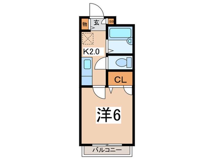 ベルメゾンII(1K/1階)の間取り写真