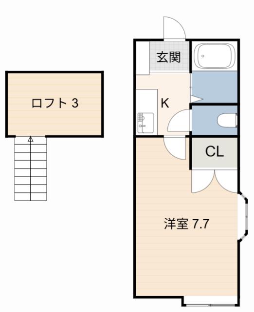 シェリール・ミニB(1K/2階)の間取り写真