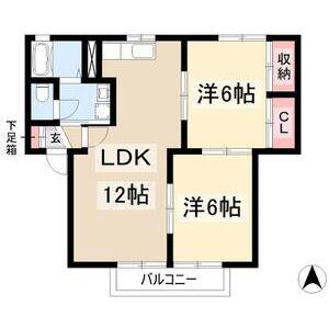 サニーコート(2LDK/2階)の間取り写真