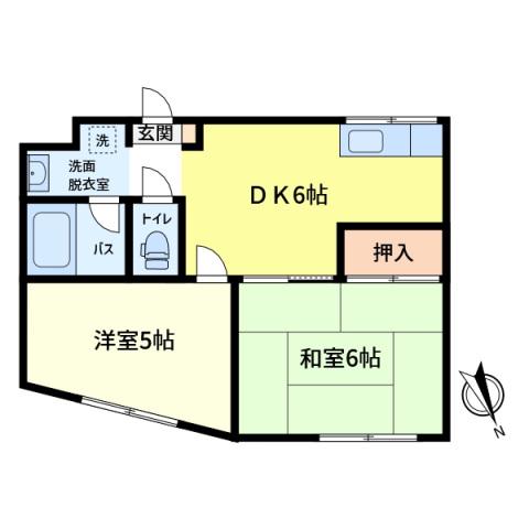 第2吉岡マンション(2DK/3階)の間取り写真