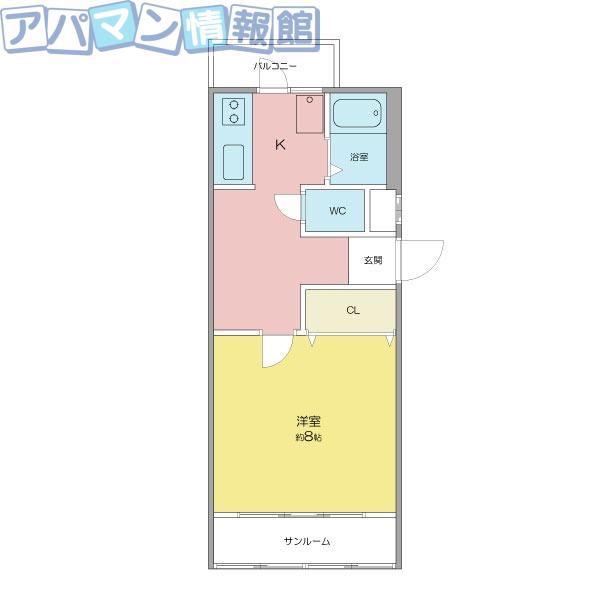 ヒルサイドテラス寺尾台(1K/1階)の間取り写真