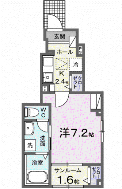 レガリア駅東(1K/1階)の間取り写真