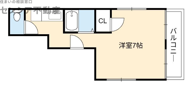 ペントハウス17(ワンルーム/7階)の間取り写真